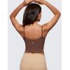 imageCRZ YOGA Butterluxe Womens Sweetheart Longline Sports Bra  Adjustable Thin Strap Workout Tank Tops Yoga Padded CamisoleCoffee Brown