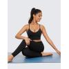 imageCRZ YOGA Butterluxe Womens V Neck Longline Sports Bra  Adjustable Padded Yoga Camisole Workout Crop TopBlack