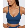 imageCRZ YOGA Butterluxe Womens V Neck Longline Sports Bra  Adjustable Padded Yoga Camisole Workout Crop TopFrench Navy