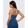 imageCRZ YOGA Butterluxe Womens V Neck Longline Sports Bra  Adjustable Padded Yoga Camisole Workout Crop TopFrench Navy