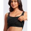 imageCRZ YOGA Butterluxe Workout Tank Tops for Women U Neck Padded Crop Tops Athletic Camisole Tops with Built in BraBlack