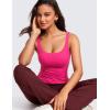 imageCRZ YOGA Butterluxe Workout Tank Tops for Women U Neck Padded Crop Tops Athletic Camisole Tops with Built in BraGranita Pink