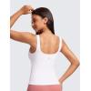 imageCRZ YOGA Butterluxe Workout Tank Tops for Women U Neck Padded Crop Tops Athletic Camisole Tops with Built in BraWhite