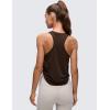 imageCRZ YOGA Pima Cotton Women Racerback Sleeveless Workout Tops Crew Neck Ruched Side Tanks Athletic Casual Loose ShirtsHot Fudge Brown