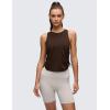 imageCRZ YOGA Pima Cotton Women Racerback Sleeveless Workout Tops Crew Neck Ruched Side Tanks Athletic Casual Loose ShirtsHot Fudge Brown