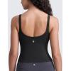 imageCRZ YOGA Seamless Womens U Neck Longline Sports Bra  Thin Strap Padded Workout Crop Tank Ribbed Open Back Yoga Camisole TopBlack