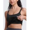 imageCRZ YOGA Seamless Womens U Neck Longline Sports Bra  Thin Strap Padded Workout Crop Tank Ribbed Open Back Yoga Camisole TopBlack