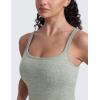 imageCRZ YOGA Seamless Womens U Neck Longline Sports Bra  Thin Strap Padded Workout Crop Tank Ribbed Open Back Yoga Camisole TopDark Green