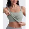imageCRZ YOGA Seamless Womens U Neck Longline Sports Bra  Thin Strap Padded Workout Crop Tank Ribbed Open Back Yoga Camisole TopDark Green
