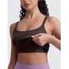 imageCRZ YOGA Seamless Womens U Neck Longline Sports Bra  Thin Strap Padded Workout Crop Tank Ribbed Open Back Yoga Camisole TopHot Fudge Brown