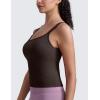 imageCRZ YOGA Seamless Womens U Neck Longline Sports Bra  Thin Strap Padded Workout Crop Tank Ribbed Open Back Yoga Camisole TopHot Fudge Brown