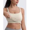 imageCRZ YOGA Seamless Womens U Neck Longline Sports Bra  Thin Strap Padded Workout Crop Tank Ribbed Open Back Yoga Camisole TopMojave Tan