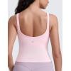 imageCRZ YOGA Seamless Womens U Neck Longline Sports Bra  Thin Strap Padded Workout Crop Tank Ribbed Open Back Yoga Camisole TopStrawberry Pink