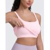 imageCRZ YOGA Seamless Womens U Neck Longline Sports Bra  Thin Strap Padded Workout Crop Tank Ribbed Open Back Yoga Camisole TopStrawberry Pink