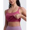 imageCRZ YOGA Seamless Womens U Neck Longline Sports Bra  Thin Strap Padded Workout Crop Tank Ribbed Open Back Yoga Camisole TopWashed Mauve