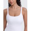 imageCRZ YOGA Seamless Womens U Neck Longline Sports Bra  Thin Strap Padded Workout Crop Tank Ribbed Open Back Yoga Camisole TopWhite
