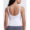 imageCRZ YOGA Seamless Womens U Neck Longline Sports Bra  Thin Strap Padded Workout Crop Tank Ribbed Open Back Yoga Camisole TopWhite