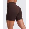 imageCRZ YOGA Womens Butterluxe Crossover Biker Shorts 5 Inches  Criss Cross High Waisted Workout Yoga Buttery SoftHot Fudge Brown