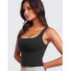 imageCRZ YOGA Womens Butterluxe Double Lined Square Neck Tight Tank Tops Sleeveless Workout Cropped Casual Yoga Fitted ShirtsBlack