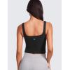 imageCRZ YOGA Womens Butterluxe Double Lined Square Neck Tight Tank Tops Sleeveless Workout Cropped Casual Yoga Fitted ShirtsBlack
