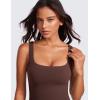 imageCRZ YOGA Womens Butterluxe Double Lined Square Neck Tight Tank Tops Sleeveless Workout Cropped Casual Yoga Fitted ShirtsTaupe