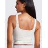 imageCRZ YOGA Womens Ribbed Henley Longline Sports Bras  Square Back Padded Yoga Workout Crop Tank Top with Built in PadsMilky White Bone