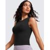 imageCRZ YOGA Womens Ribbed High Neck Tanks Sleeveless Fitted Basic Tops Going Out Casual Yoga Workout ShirtsBlack