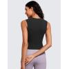 imageCRZ YOGA Womens Ribbed High Neck Tanks Sleeveless Fitted Basic Tops Going Out Casual Yoga Workout ShirtsBlack