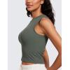 imageCRZ YOGA Womens Ribbed High Neck Tanks Sleeveless Fitted Basic Tops Going Out Casual Yoga Workout ShirtsGrey Sage