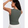 imageCRZ YOGA Womens Ribbed High Neck Tanks Sleeveless Fitted Basic Tops Going Out Casual Yoga Workout ShirtsGrey Sage