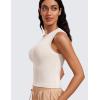 imageCRZ YOGA Womens Ribbed High Neck Tanks Sleeveless Fitted Basic Tops Going Out Casual Yoga Workout ShirtsMilky White Bone