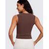 imageCRZ YOGA Womens Ribbed High Neck Tanks Sleeveless Fitted Basic Tops Going Out Casual Yoga Workout ShirtsTaupe