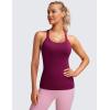 imageCRZ YOGA Womens Seamless Ribbed Racerback Tank Tops with Built in Bra  Padded Scoop Neck Slimming Athletic Long CamisoleMagenta Purple