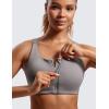 imageCRZ YOGA Womens Zip Front High Impact Sports Bra  Molded Cup Adjustable Convertible Straps Wireless Workout Yoga Crop TopDeep Gray