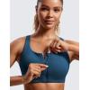 imageCRZ YOGA Womens Zip Front High Impact Sports Bra  Molded Cup Adjustable Convertible Straps Wireless Workout Yoga Crop TopFrench Navy