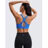 imageCRZ YOGA Womens Zip Front High Impact Sports Bra  Molded Cup Adjustable Convertible Straps Wireless Workout Yoga Crop TopSparkle Blue
