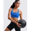 imageCRZ YOGA Womens Zip Front High Impact Sports Bra  Molded Cup Adjustable Convertible Straps Wireless Workout Yoga Crop TopSparkle Blue