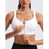imageCRZ YOGA Womens Zip Front High Impact Sports Bra  Molded Cup Adjustable Convertible Straps Wireless Workout Yoga Crop TopWhite