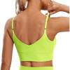 imageCRZ YOGA Adjustable Longline Sports Bra for Women  V Back Wireless Workout Padded Yoga Camisole Cropped Tank TopsChartreuse