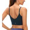 imageCRZ YOGA Adjustable Longline Sports Bra for Women  V Back Wireless Workout Padded Yoga Camisole Cropped Tank TopsTrue Navy