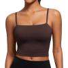 imageCRZ YOGA Butterluxe Cami Longline Sports Bras for Women  Square Neck Adjustable Padded Workout Crop Tank Top CamisoleHot Fudge Brown