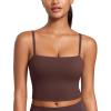 imageCRZ YOGA Butterluxe Cami Longline Sports Bras for Women  Square Neck Adjustable Padded Workout Crop Tank Top CamisoleTaupe