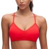 imageCRZ YOGA Butterluxe Womens Ruched V Neck Sports Bra  Y Back Spaghetti Thin Strap Wireless Padded Yoga Crop TopDeep Red