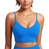 imageCRZ YOGA Butterluxe Womens V Neck Longline Sports Bra  Adjustable Padded Yoga Camisole Workout Crop TopSparkle Blue