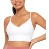 imageCRZ YOGA Butterluxe Womens V Neck Longline Sports Bra  Adjustable Padded Yoga Camisole Workout Crop TopWhite
