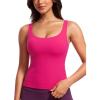imageCRZ YOGA Butterluxe Workout Tank Tops for Women U Neck Padded Crop Tops Athletic Camisole Tops with Built in BraGranita Pink