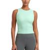 imageCRZ YOGA Cloudweight Womens Ruched Tank High Neck Workout Fitted Tops Basic Yoga Athletic Sleeveless ShirtsMint Moment