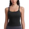 imageCRZ YOGA Seamless Womens U Neck Longline Sports Bra  Thin Strap Padded Workout Crop Tank Ribbed Open Back Yoga Camisole TopBlack