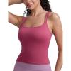 imageCRZ YOGA Seamless Womens U Neck Longline Sports Bra  Thin Strap Padded Workout Crop Tank Ribbed Open Back Yoga Camisole TopWashed Mauve