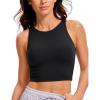 imageCRZ YOGA Womens Butterluxe Double Lined Cropped Tops High Neck Racerback Tanks Sleeveless Casual Workout Crop ShirtsBlack